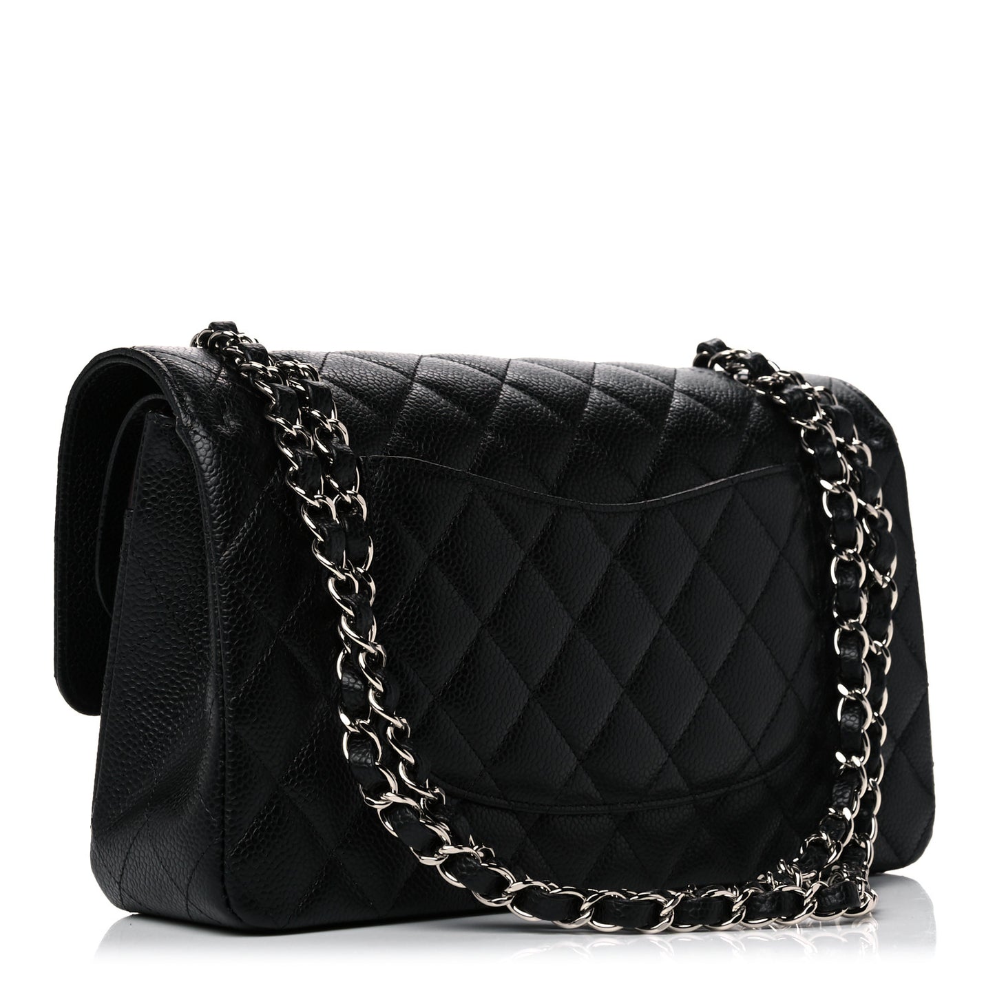 Caviar Quilted Medium Double Flap Black