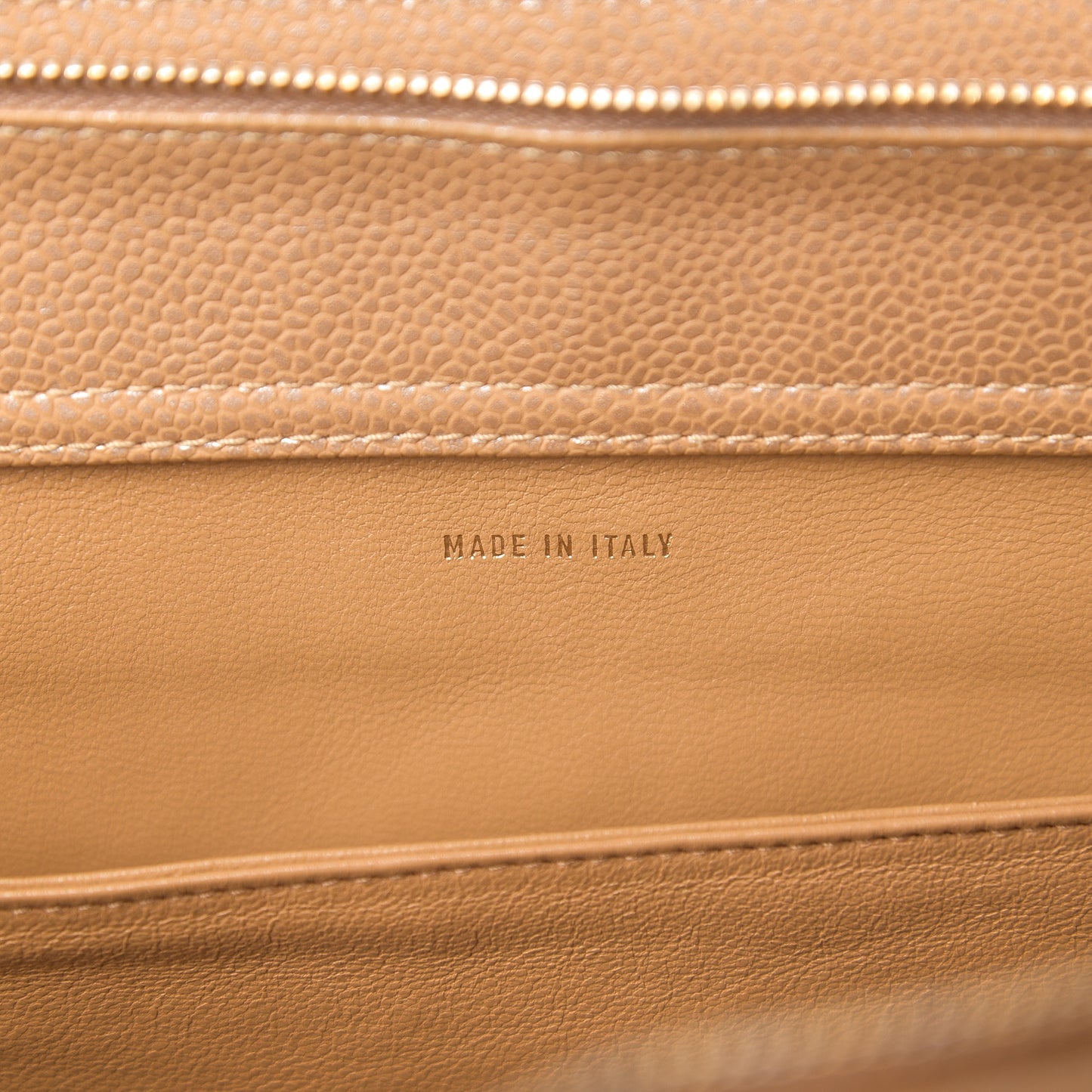 Metallic Caviar Quilted Shopping Tote Beige