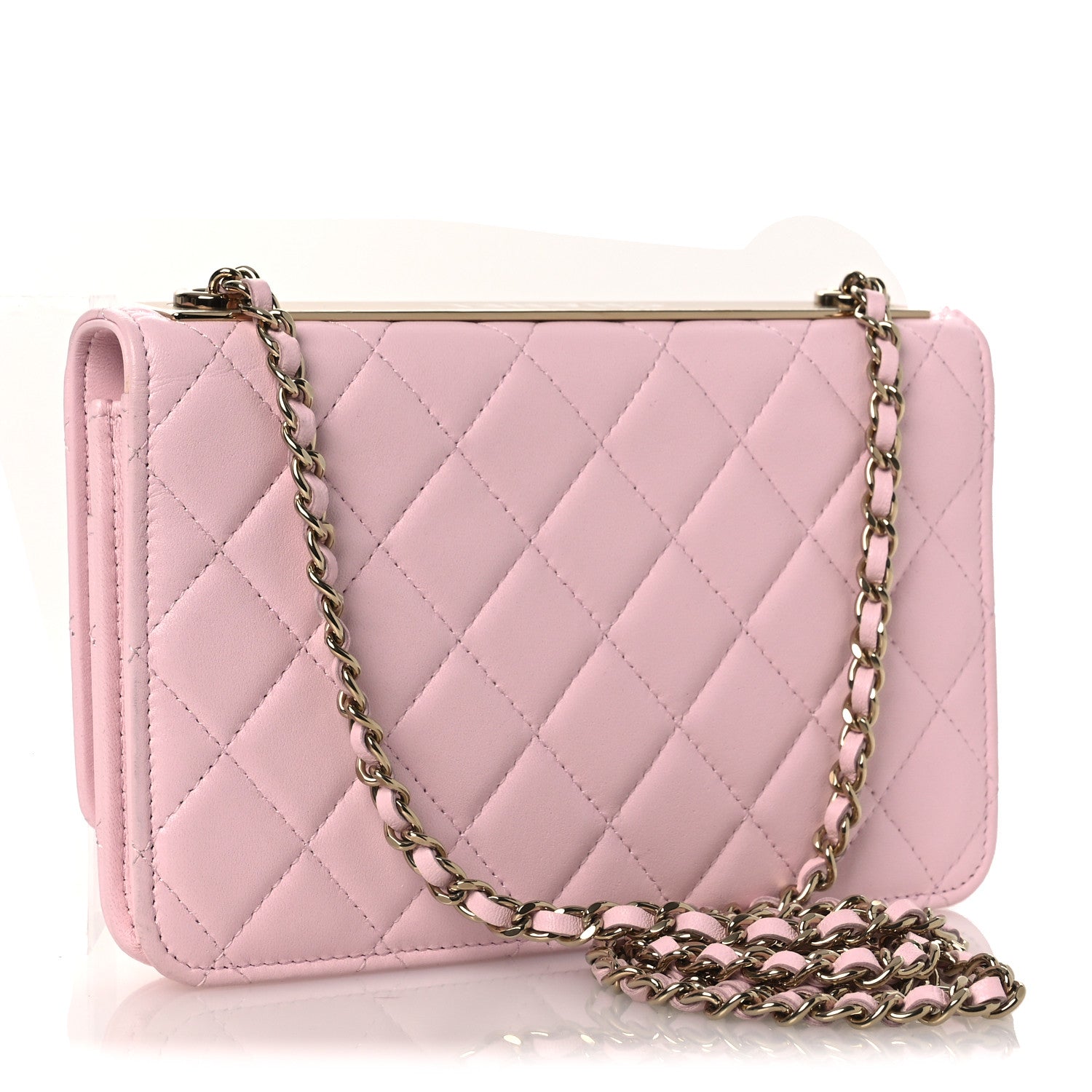 Chanel Lambskin Quilted Trendy Chain CC Wallet On Chain WOC Light Pink 3 of 14