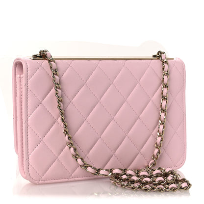 Chanel Lambskin Quilted Trendy Chain CC Wallet On Chain WOC Light Pink 3 of 14