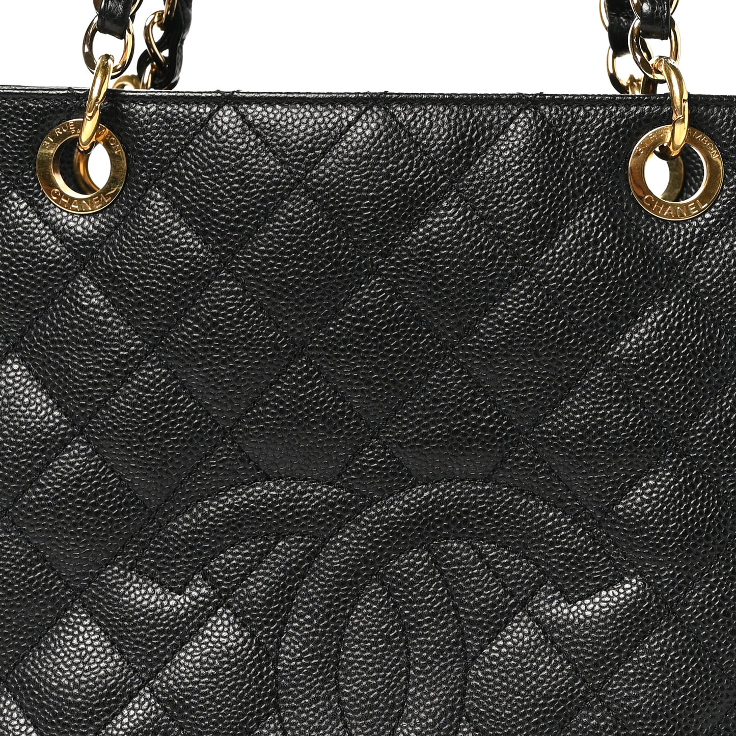 Caviar Quilted Petit Shopping Tote PST Black