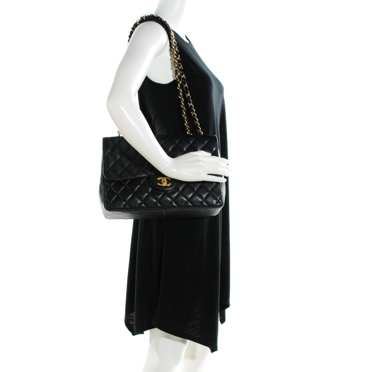 Caviar Quilted Jumbo Single Flap Black