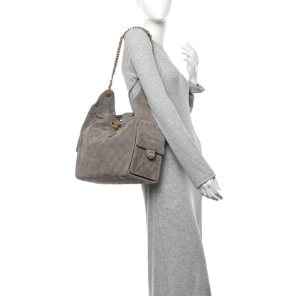 Chanel Suede Quilted Medium Chanel 25 Handbag Dark Grey 2 of 12