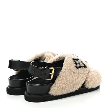 Louis Vuitton Shearling Paseo Sandals 40 Black 4 of 8