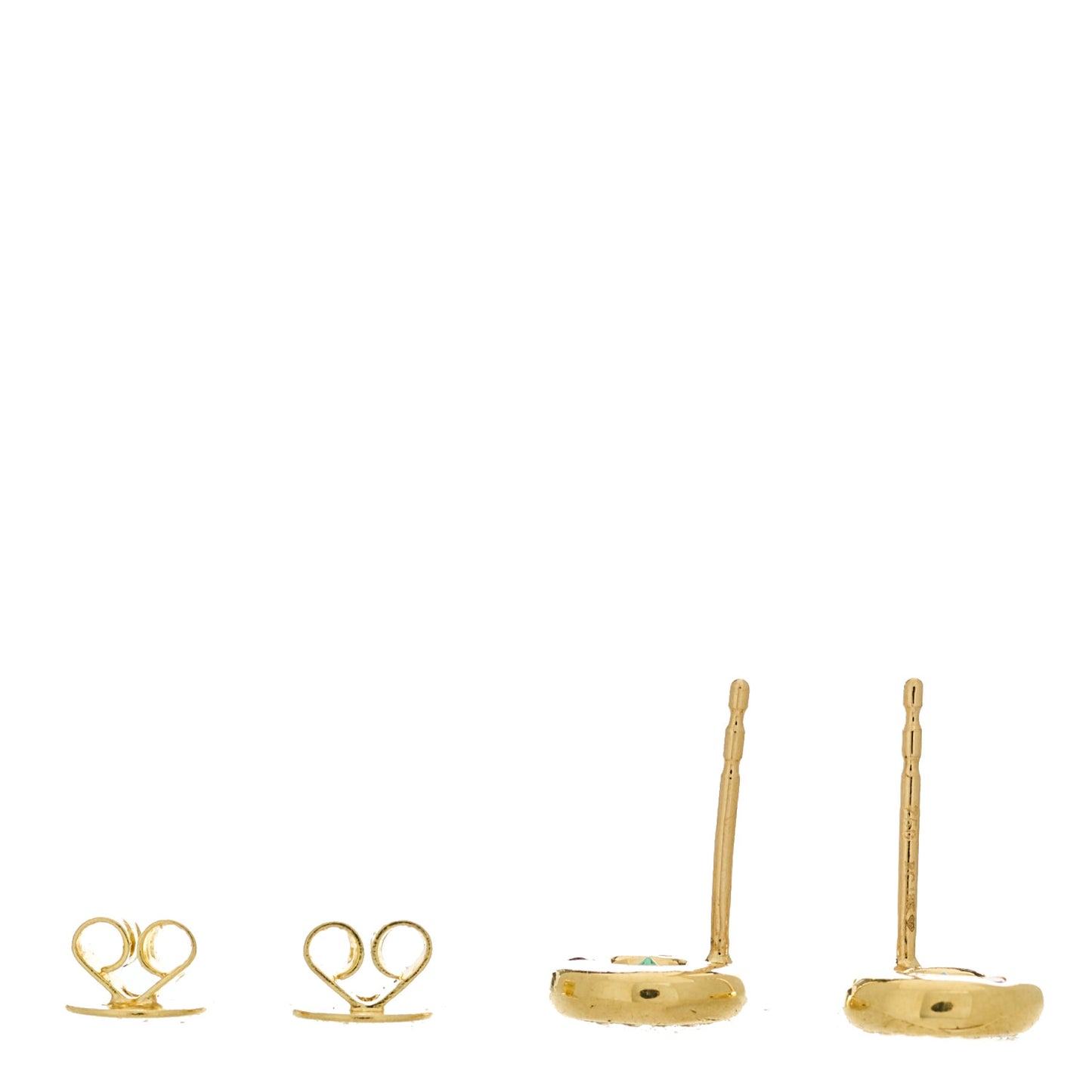 18K Yellow Gold Diamond Emerald Halo Stud Earrings