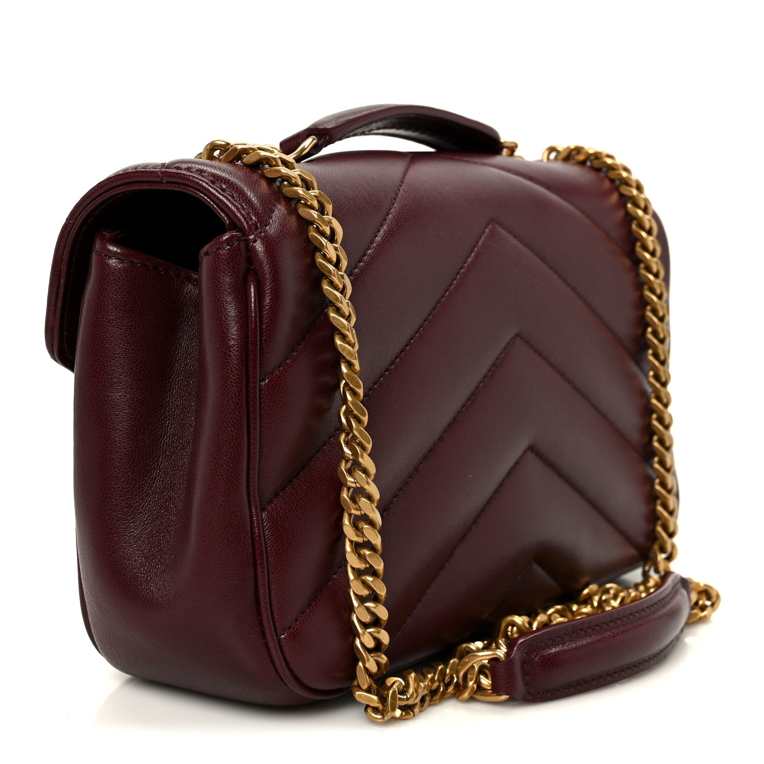 Saint Laurent Lambskin Chevron Quilted Small LouLou Rouge Cabernet 3 of 14