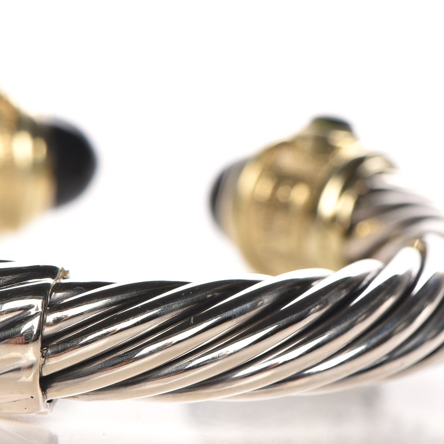 David Yurman Sterling Silver 14K Gold 10mm Cable Renaissance Bracelet 6 of 6