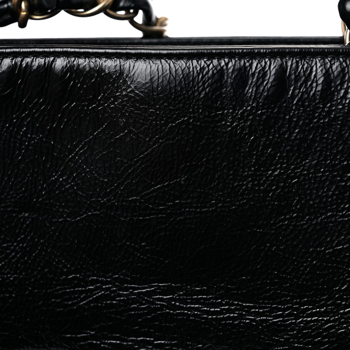 Shiny Aged Calfskin North South Shopping Bag Black