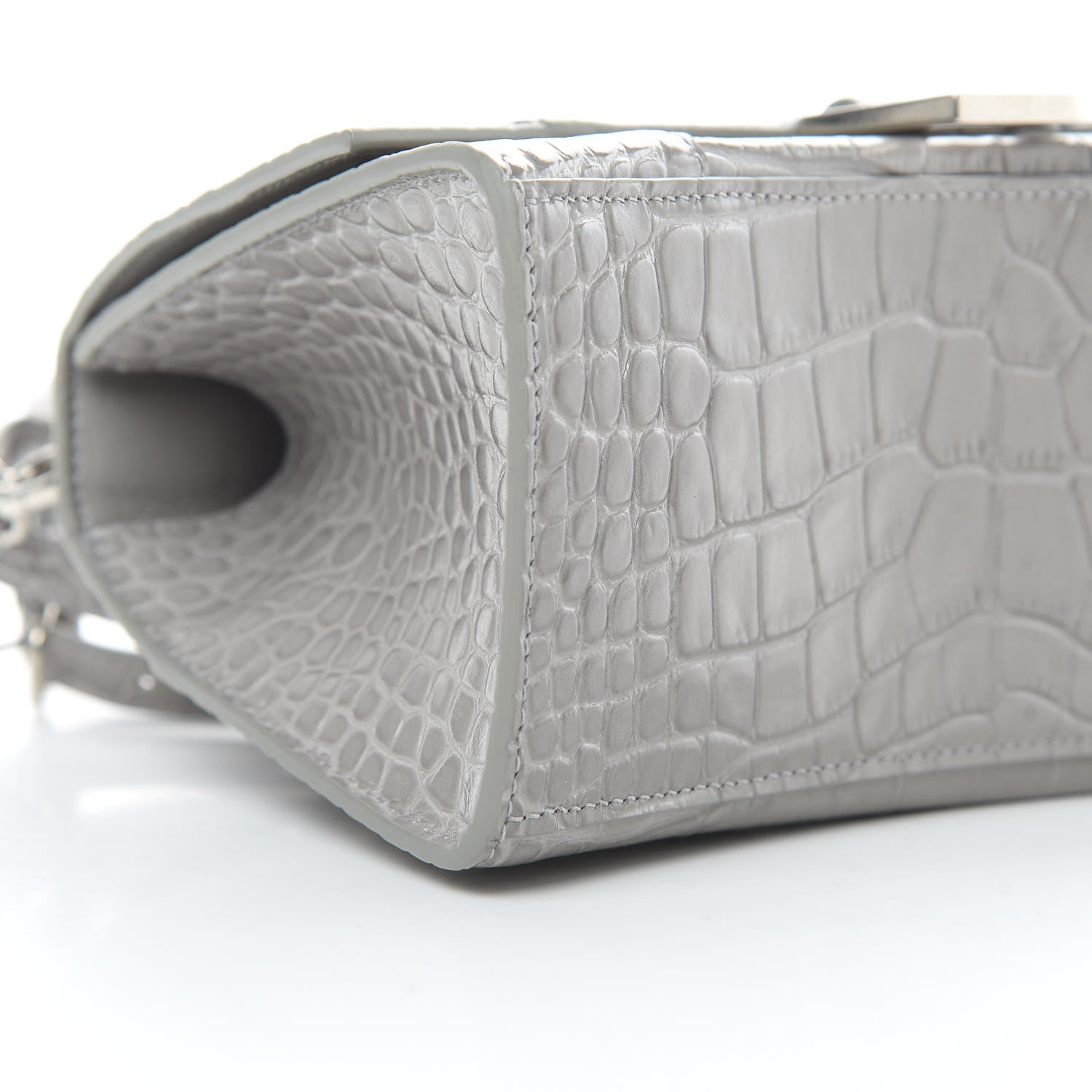 Balenciaga Calfskin Crocodile Embossed Small Hourglass Top Handle Bag Grey 10 of 11