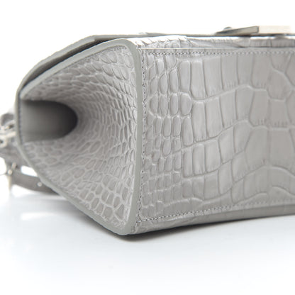 Balenciaga Calfskin Crocodile Embossed Small Hourglass Top Handle Bag Grey 10 of 11