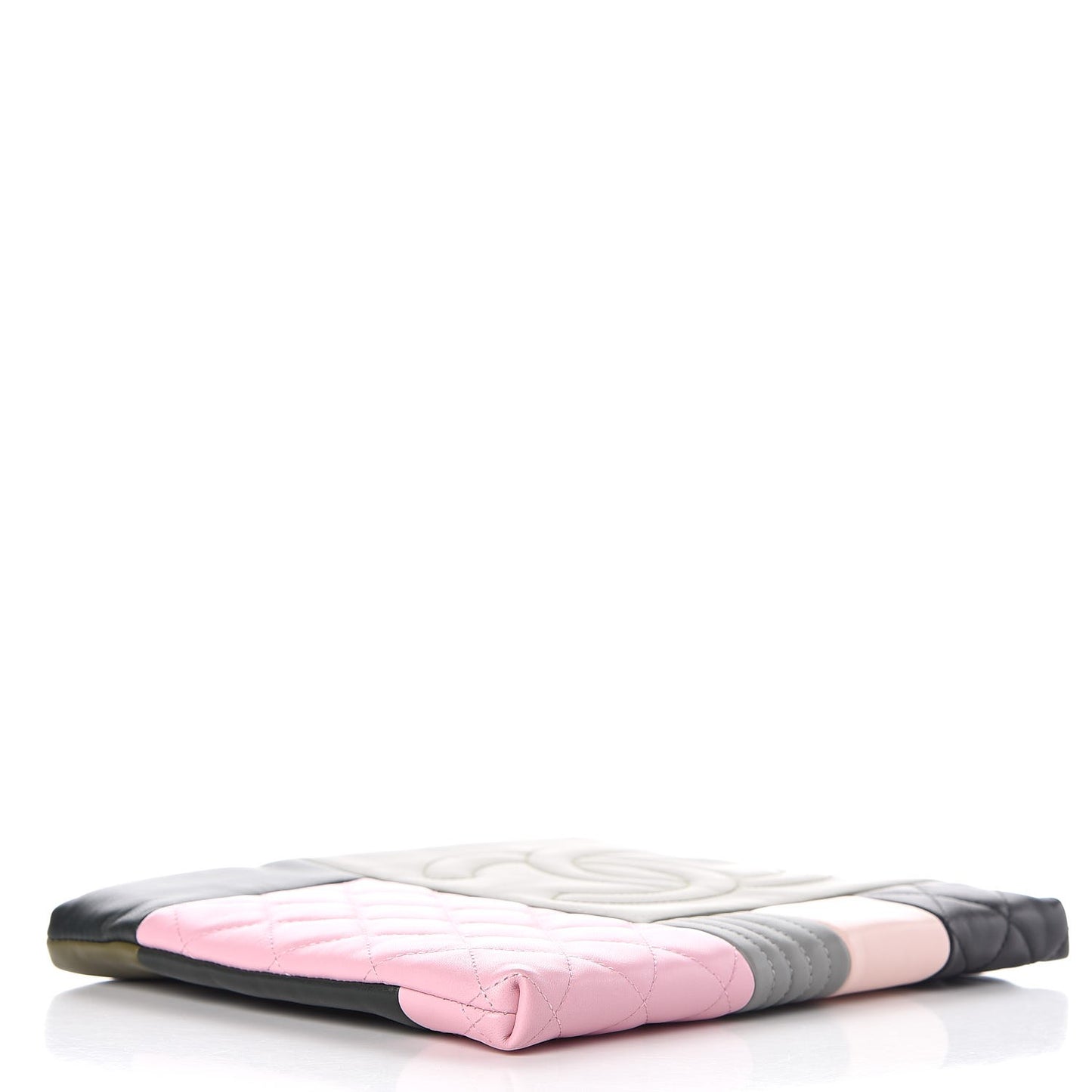 Lambskin Patchwork Medium Cosmetic Case Khaki Pink Green