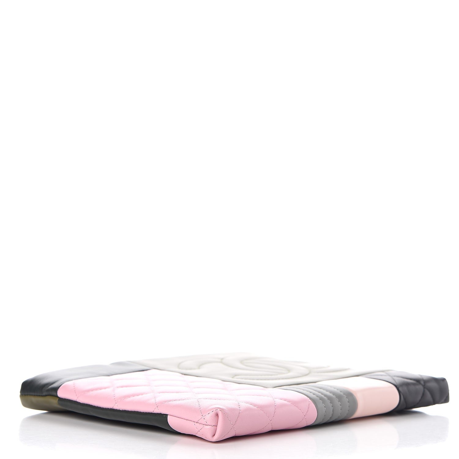 Chanel Lambskin Patchwork Medium Cosmetic Case Khaki Pink Green 4 of 8