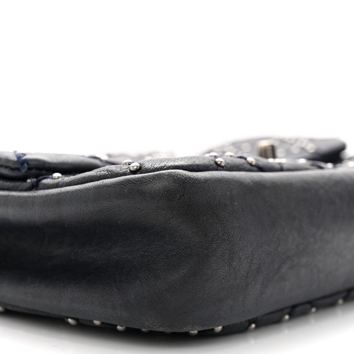 Chanel Washed Lambskin Studded Metal Beauty Flap Navy 9 of 11