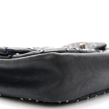 Chanel Washed Lambskin Studded Metal Beauty Flap Navy 9 of 11