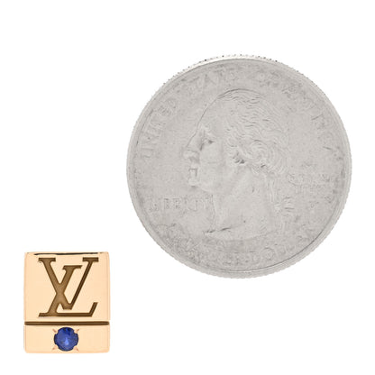 Louis Vuitton 10K Yellow Gold Blue Sapphire Employee Pin 2 of 4