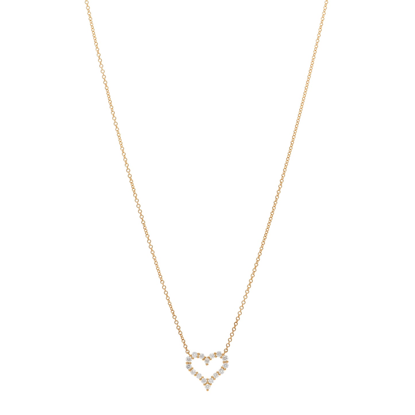 18K Yellow Gold Diamond Mini Heart Pendant Necklace