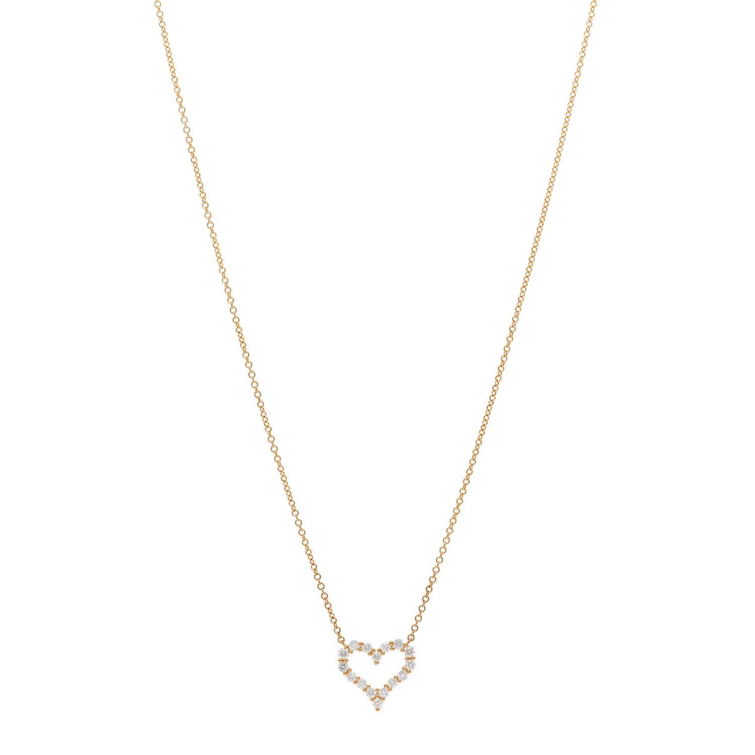 Tiffany 18K Yellow Gold Diamond Mini Heart Pendant Necklace 1 of 5