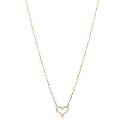 Tiffany 18K Yellow Gold Diamond Mini Heart Pendant Necklace 1 of 5