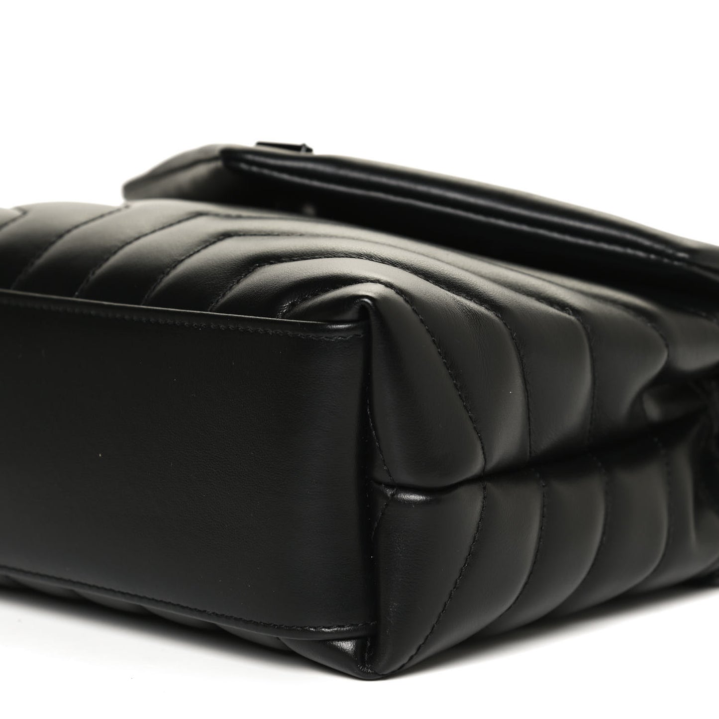 Calfskin Y Quilted Monogram Small Loulou Chain Satchel Black