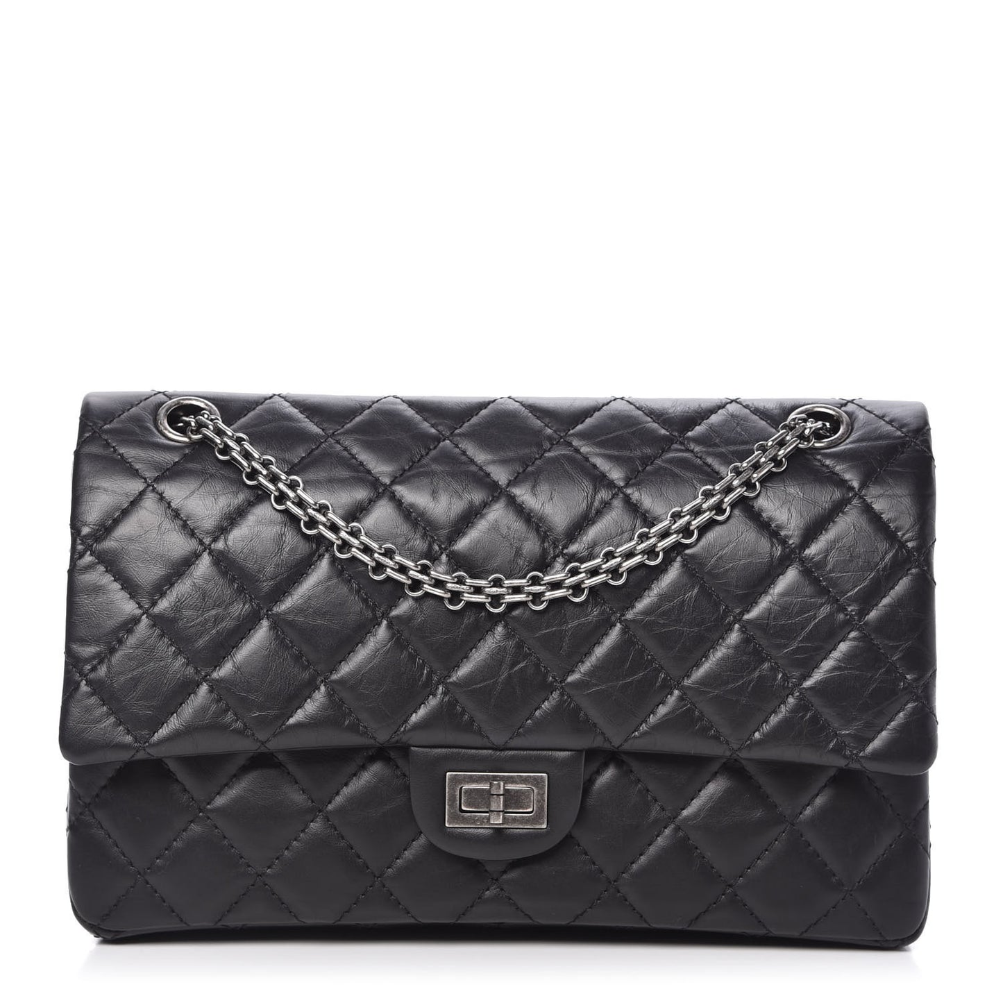 Aged Calfskin Quilted 2.55 Reissue 226 Flap Black