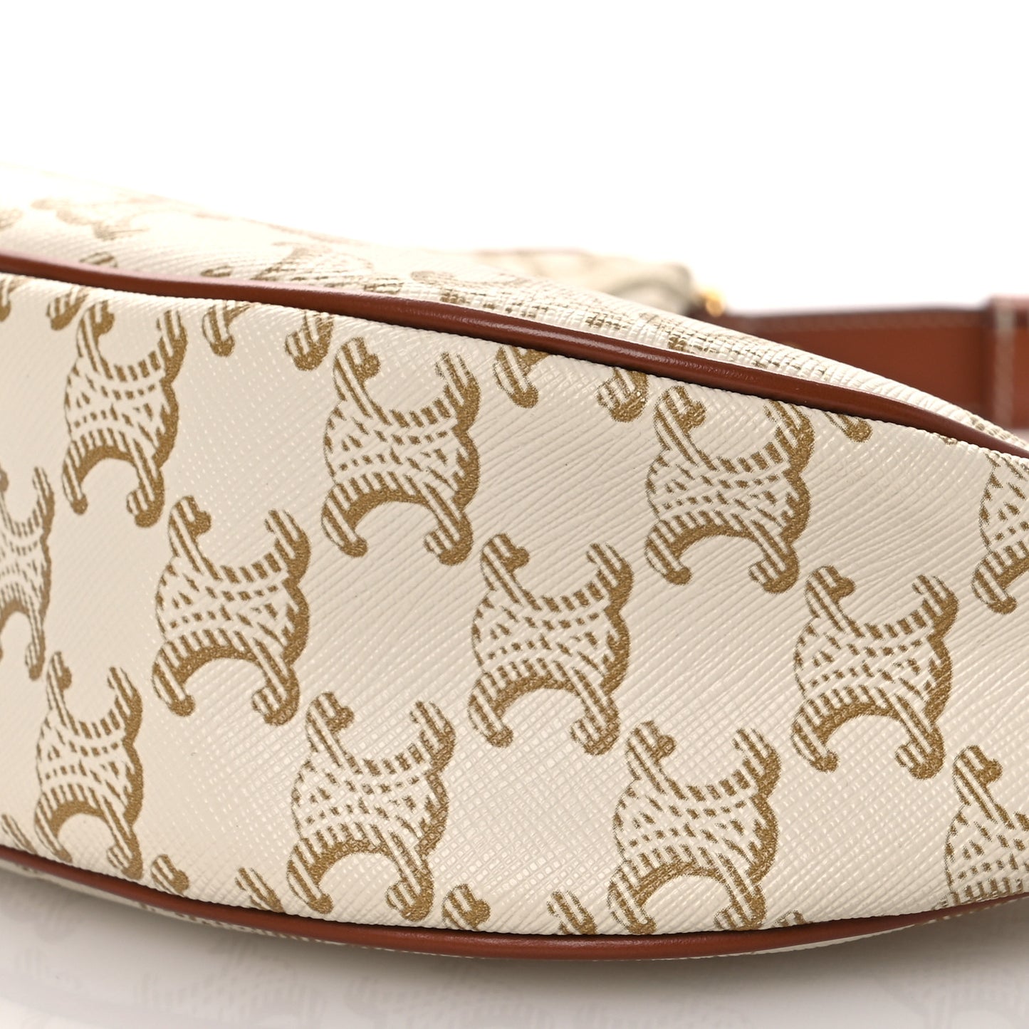 Canvas Calfskin Ava Triomphe Shoulder Bag White