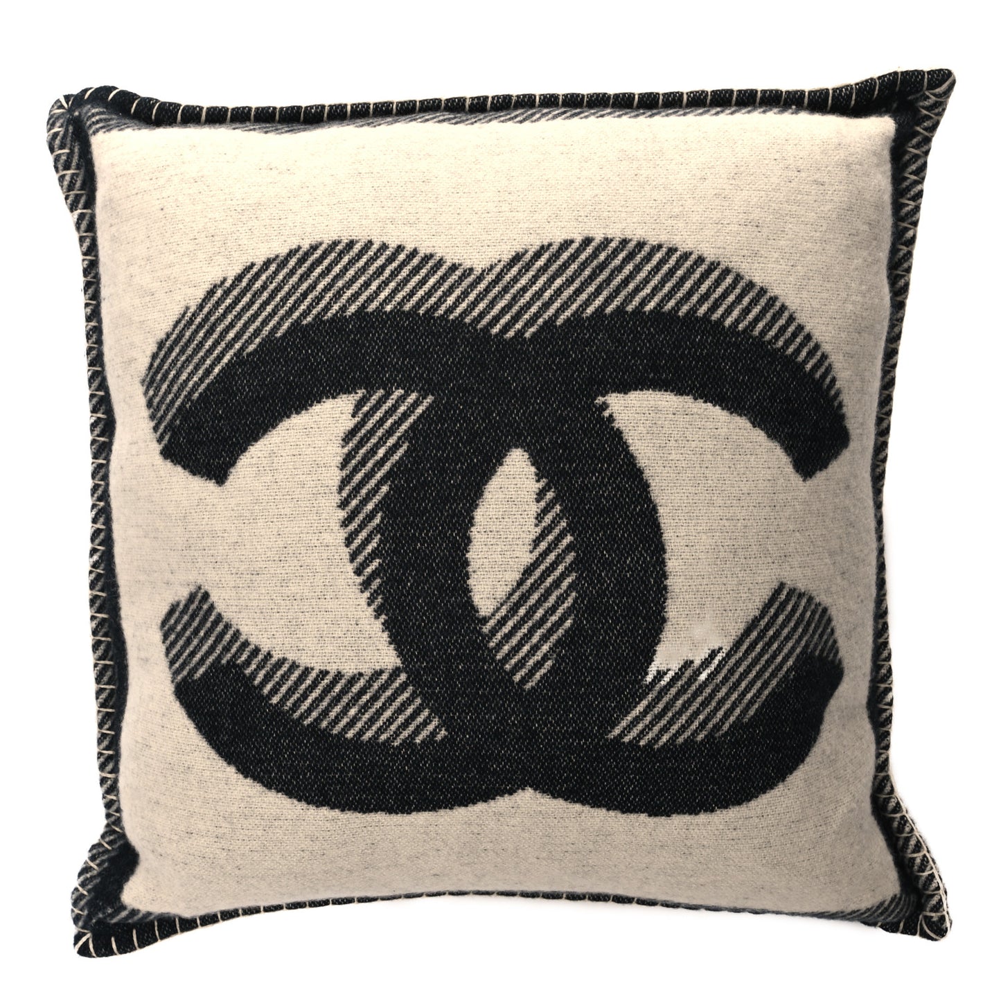 Merino Wool Cashmere CC Pillow Black Beige