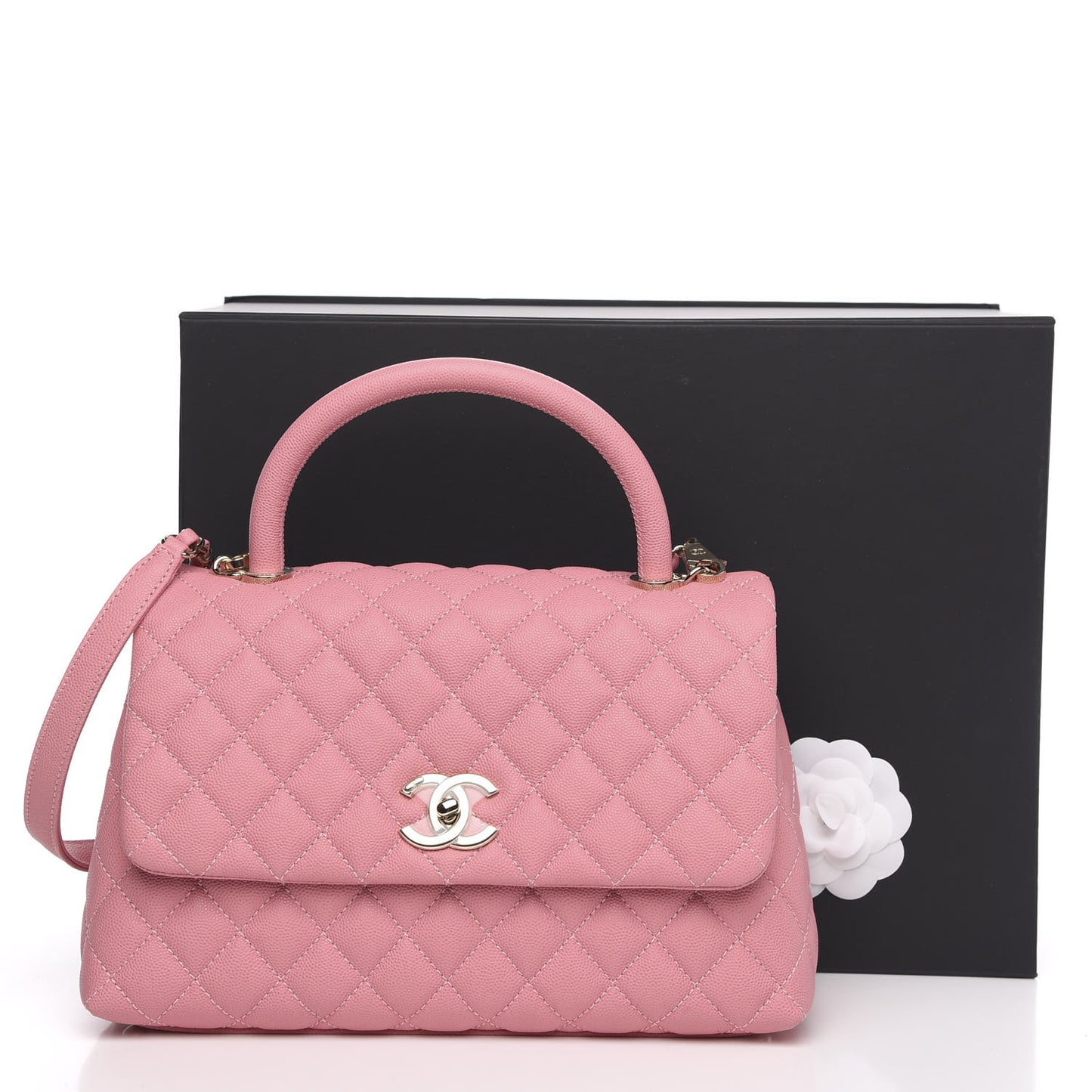 Caviar Quilted Small Coco Handle Flap Light Pink