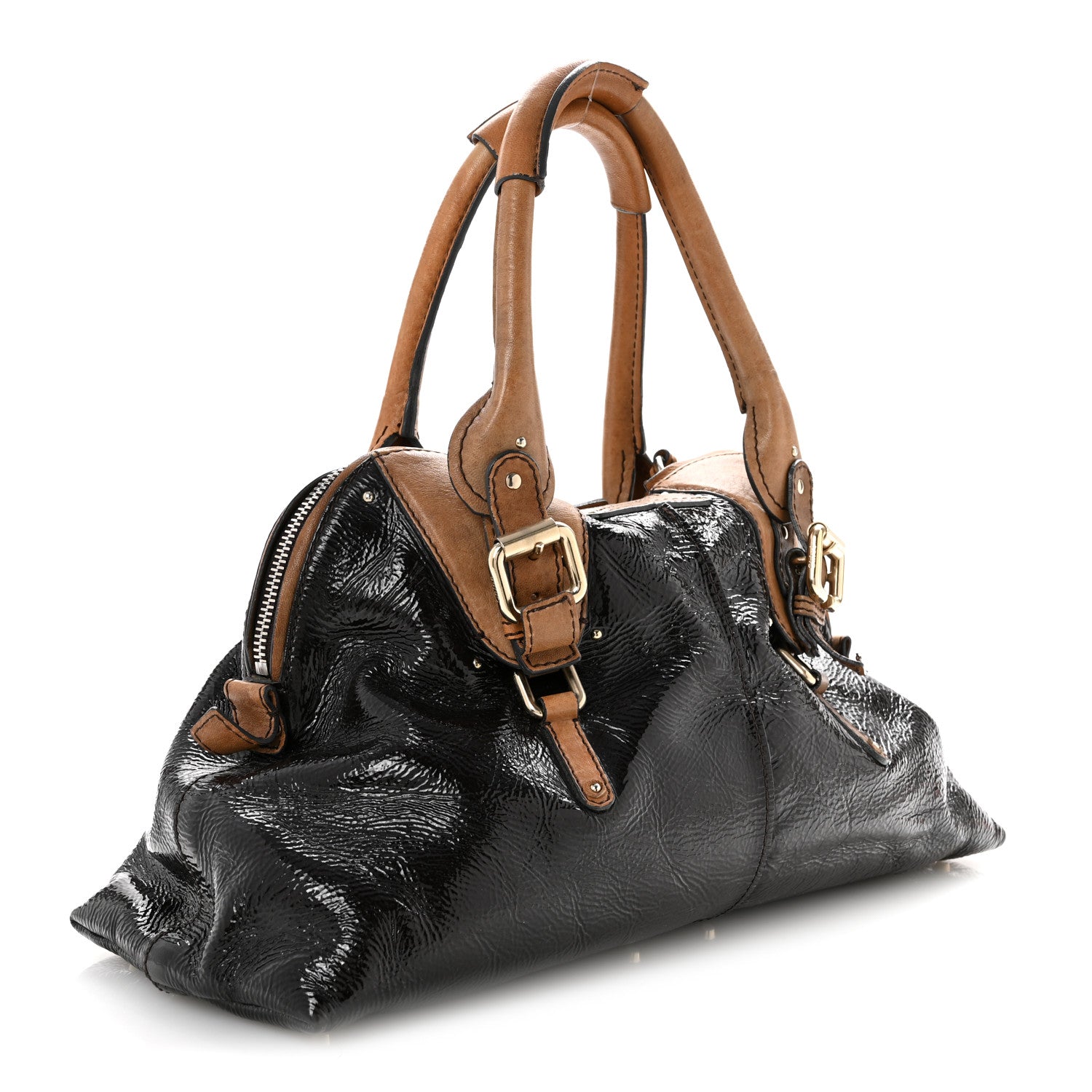 Chloe Patent Lambskin Medium Paddington Satchel Dark Brown 3 of 14