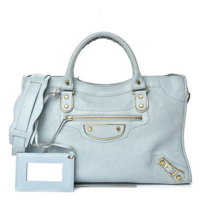 Balenciaga Chevre Gold Metallic Edge Hardware City Bleu Azur 1 of 12