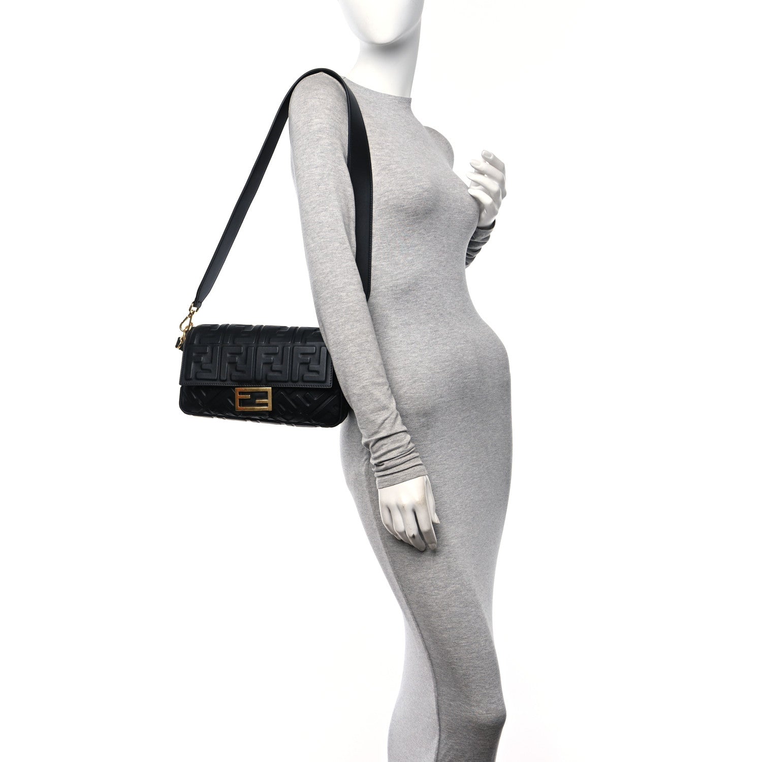 Fendi Nappa FF 1974 Embossed Baguette Black 2 of 11