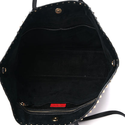 Valentino Garavani Grained Calfskin Rockstud Shoulder Tote Black 5 of 17