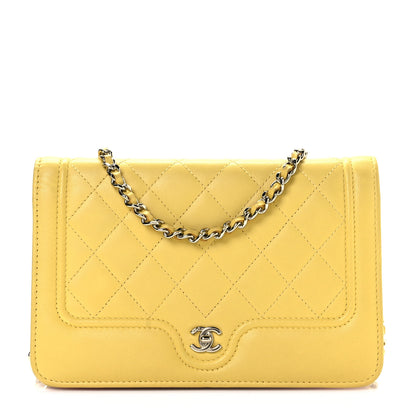 Chanel Lambskin Quilted Wallet on Chain WOC Yellow 1 of 10
