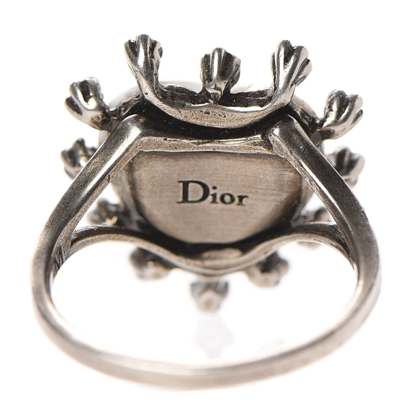 Resin Crystal Metal Blue Bohemienne Heart Ring M Aged Silver White