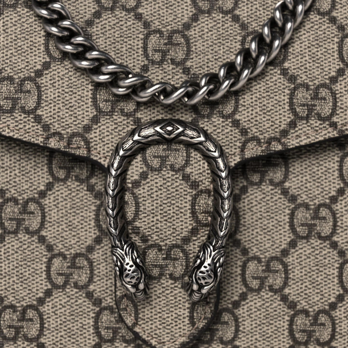 GG Supreme Monogram Mini Dionysus Chain Wallet Beige Taupe
