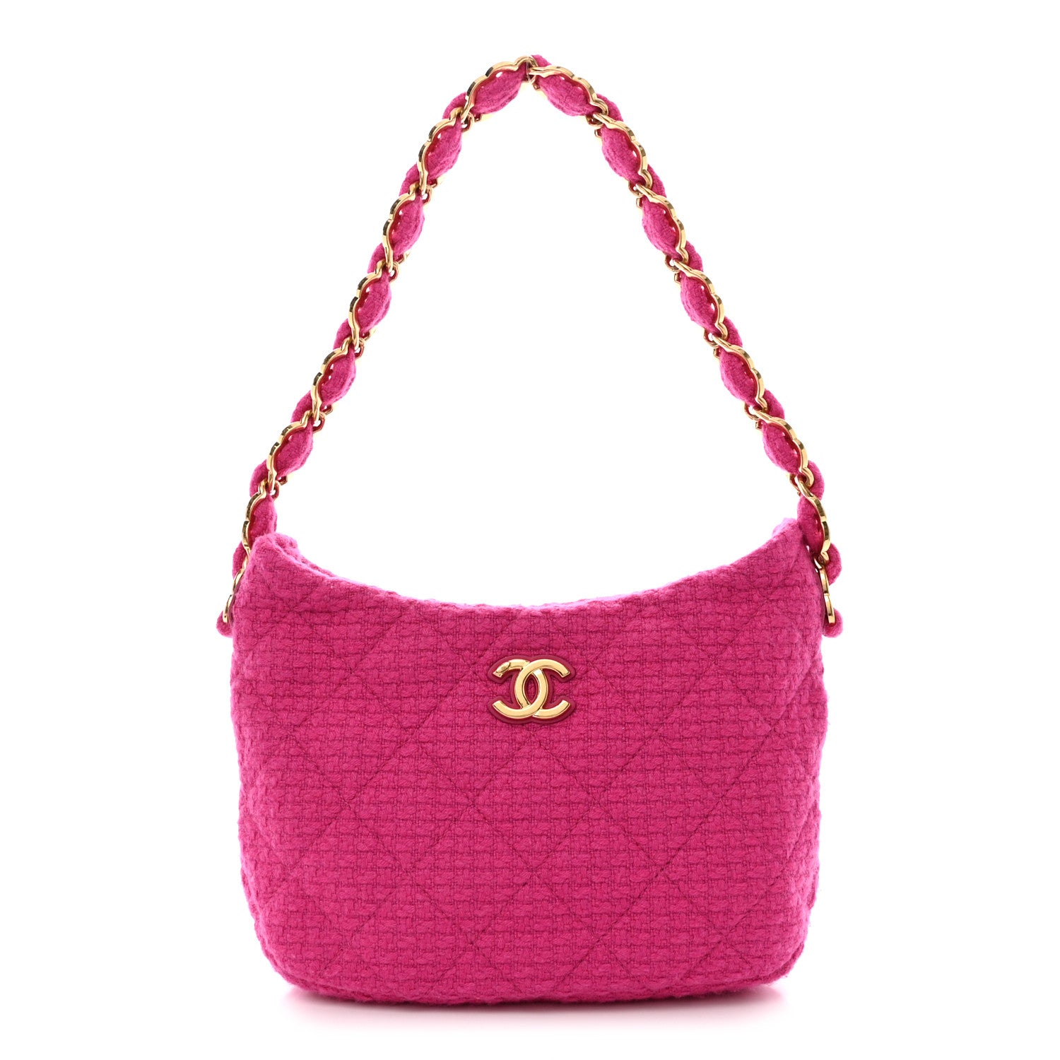 Chanel Cashmere Tweed Quilted CC Links Hobo Fuchsia 1 of 10
