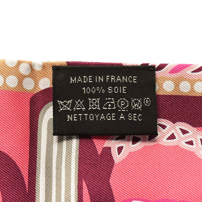 Hermes Silk Fantaisie D' Etriers Twilly Rose Vif Prune Beige 3 of 4