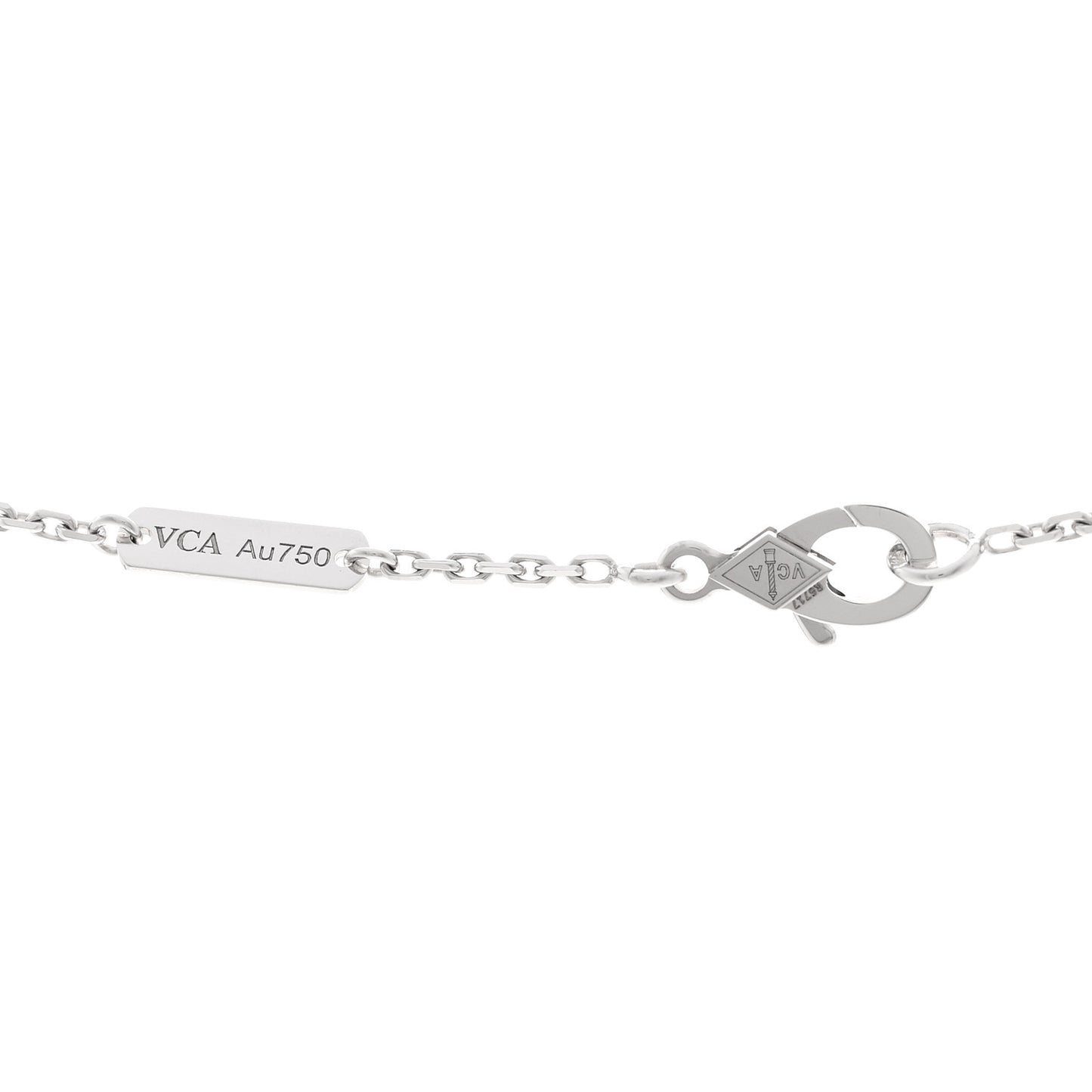 18K White Gold Chalcedony Vintage Alhambra Pendant Necklace