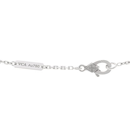 Van Cleef & Arpels 18K White Gold Chalcedony Vintage Alhambra Pendant Necklace 4 of 5