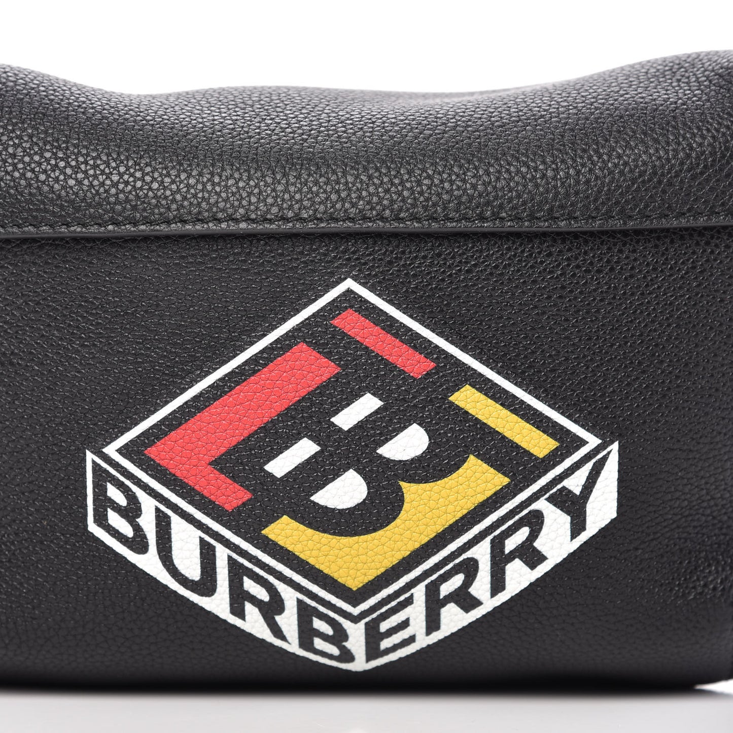 Grainy Calfskin Logo Graphic Sonny Bum Bag Black