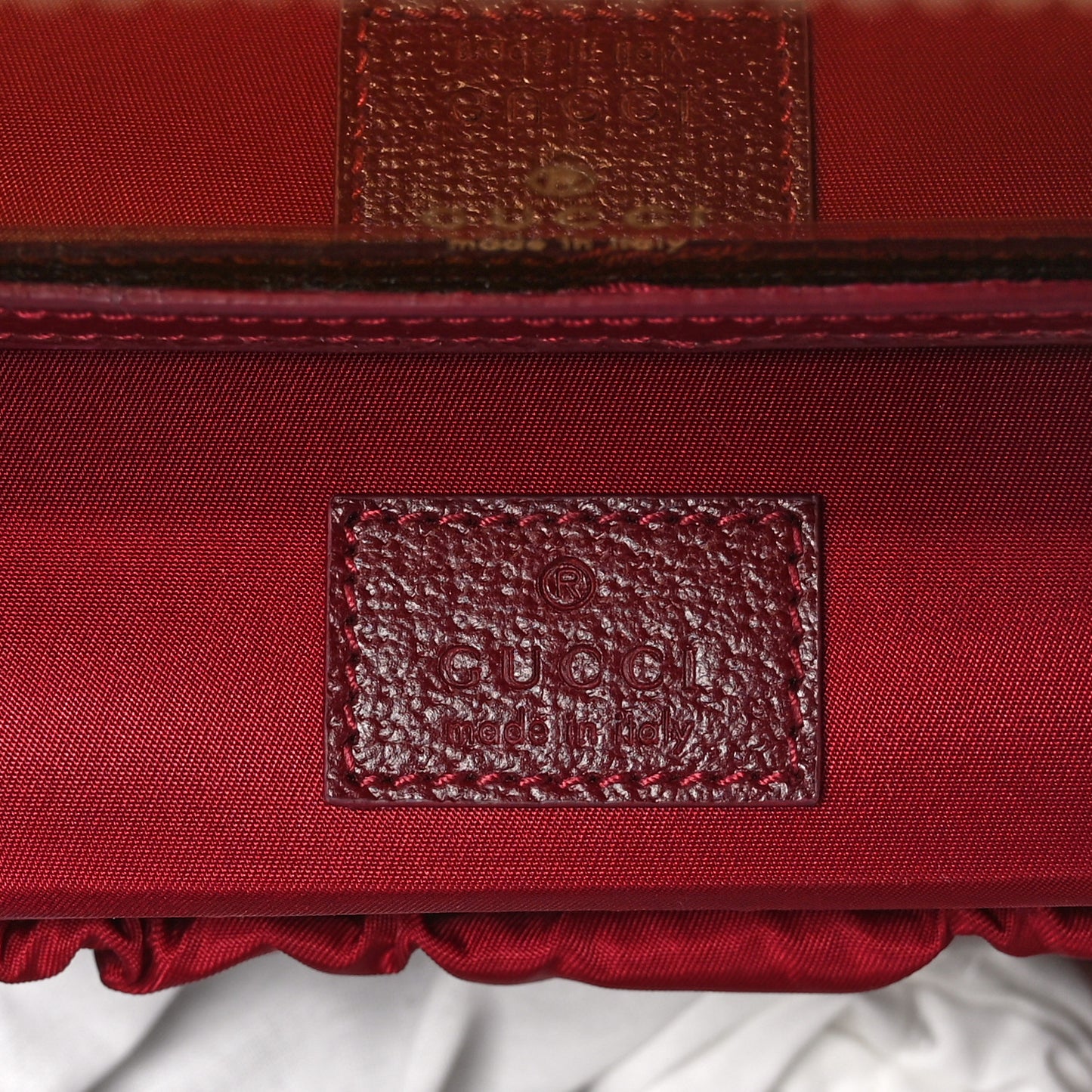 GG Supreme Monogram Ancora Calfskin Vanity Cosmetic Case Beige Ebony Rosso