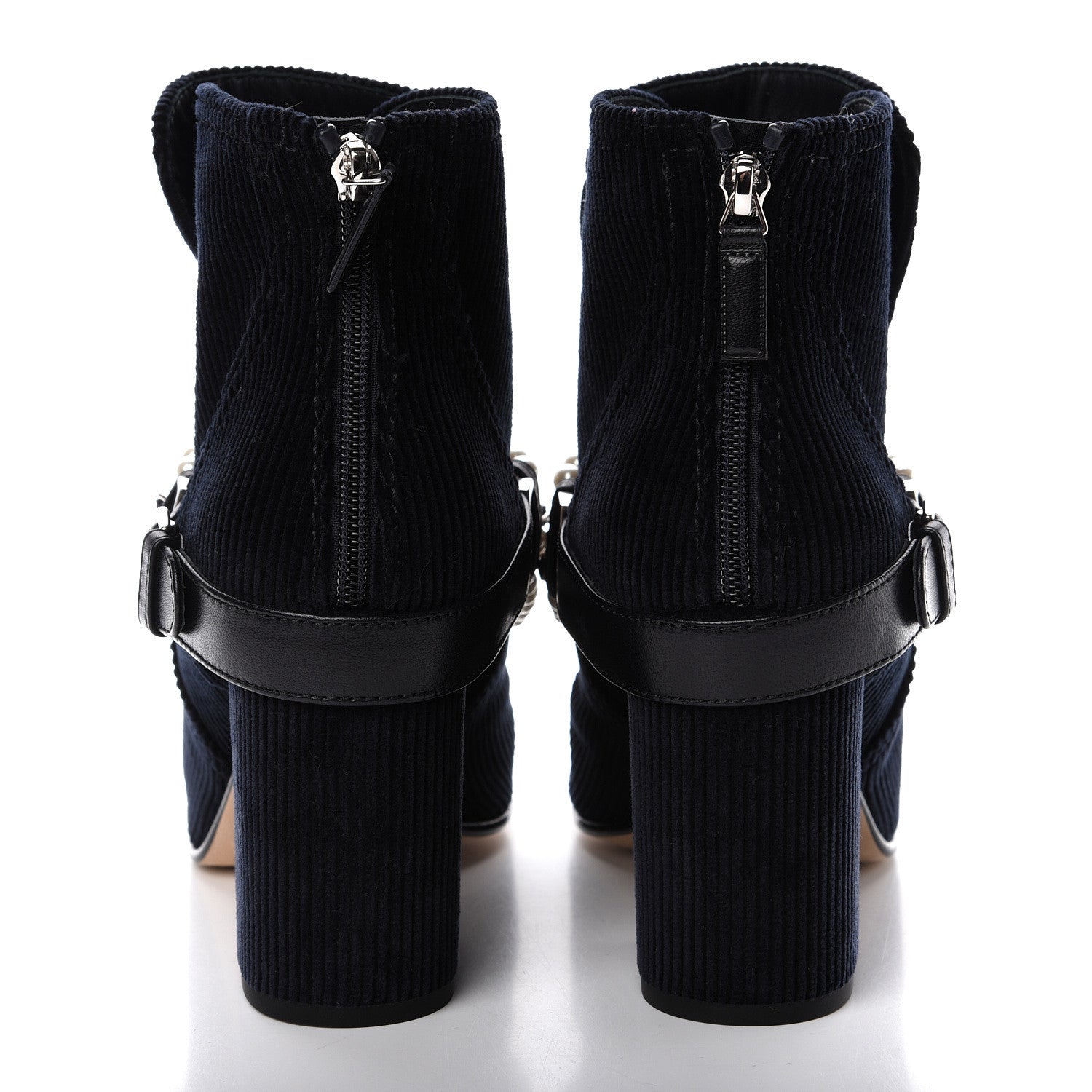 Chanel Velvet Satin Cap Cap Toe Short Boots 40 Navy Black 6 of 11
