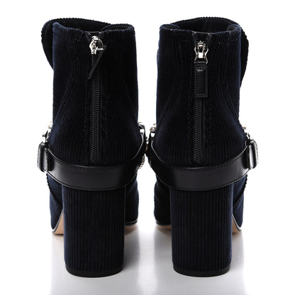 Chanel Velvet Satin Cap Cap Toe Short Boots 40 Navy Black 6 of 11