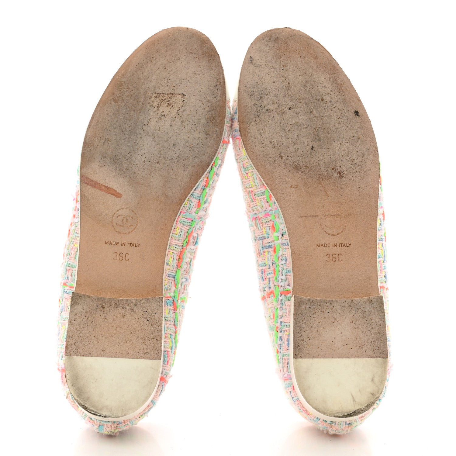 Chanel Tweed Patent Cap Toe Ballerina Flats 36 Pink White 6 of 11