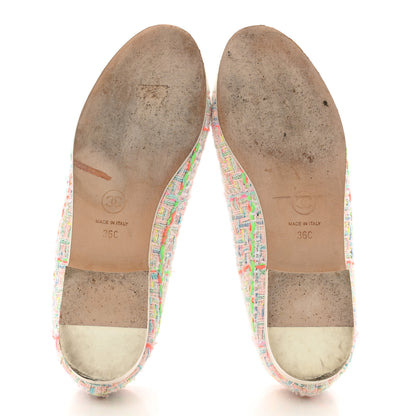 Chanel Tweed Patent Cap Toe Ballerina Flats 36 Pink White 6 of 11