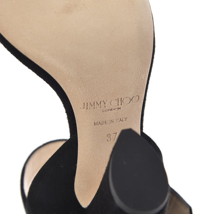 Jimmy Choo Suede Crystal Mischa Sandals 37 Black 6 of 7