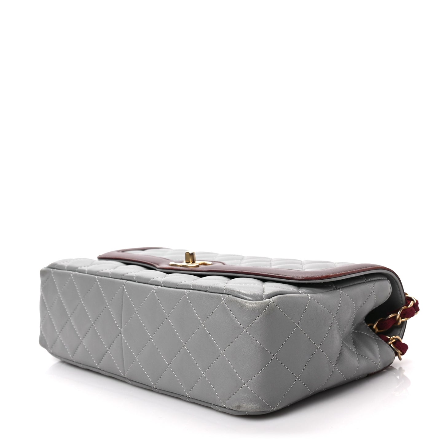 Lambskin Quilted Medium Two Tone Day Flap Grey Burgundy
