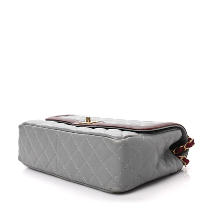 Chanel Lambskin Quilted Medium Two Tone Day Flap Grey Burgundy 7 of 7
