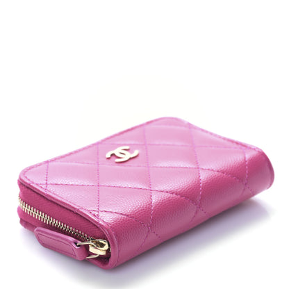 Chanel Caviar Quilted Zip Around Coin Purse Dark Pink 4 of 9