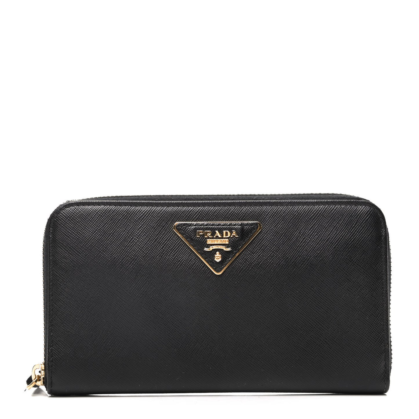 Saffiano Triangle Zip Around Wallet Black