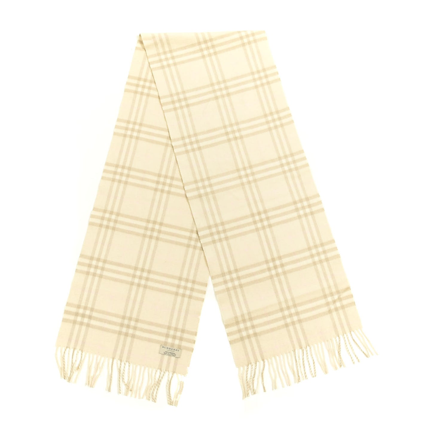 Cashmere Classic Check Fringe Scarf Beige